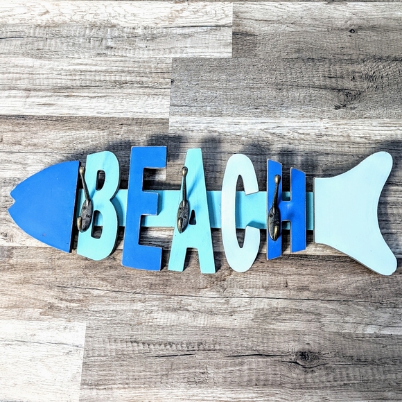 Other - Beach hook wall art, blue green fish